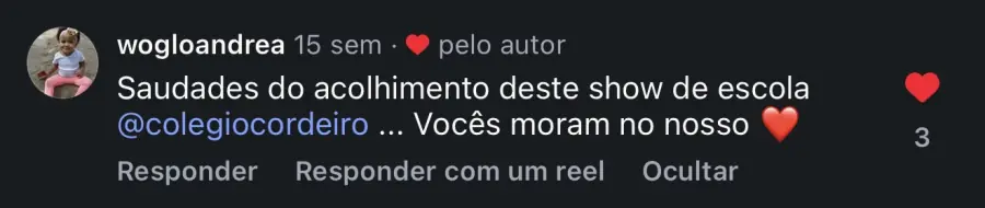 Depoimento de família do Colégio Cordeiro